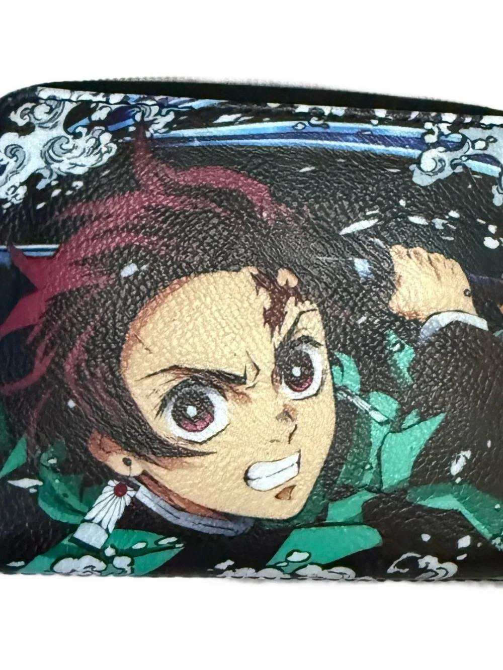 Anime Character Zip Wallet - Green & Black Demon Slayer Design